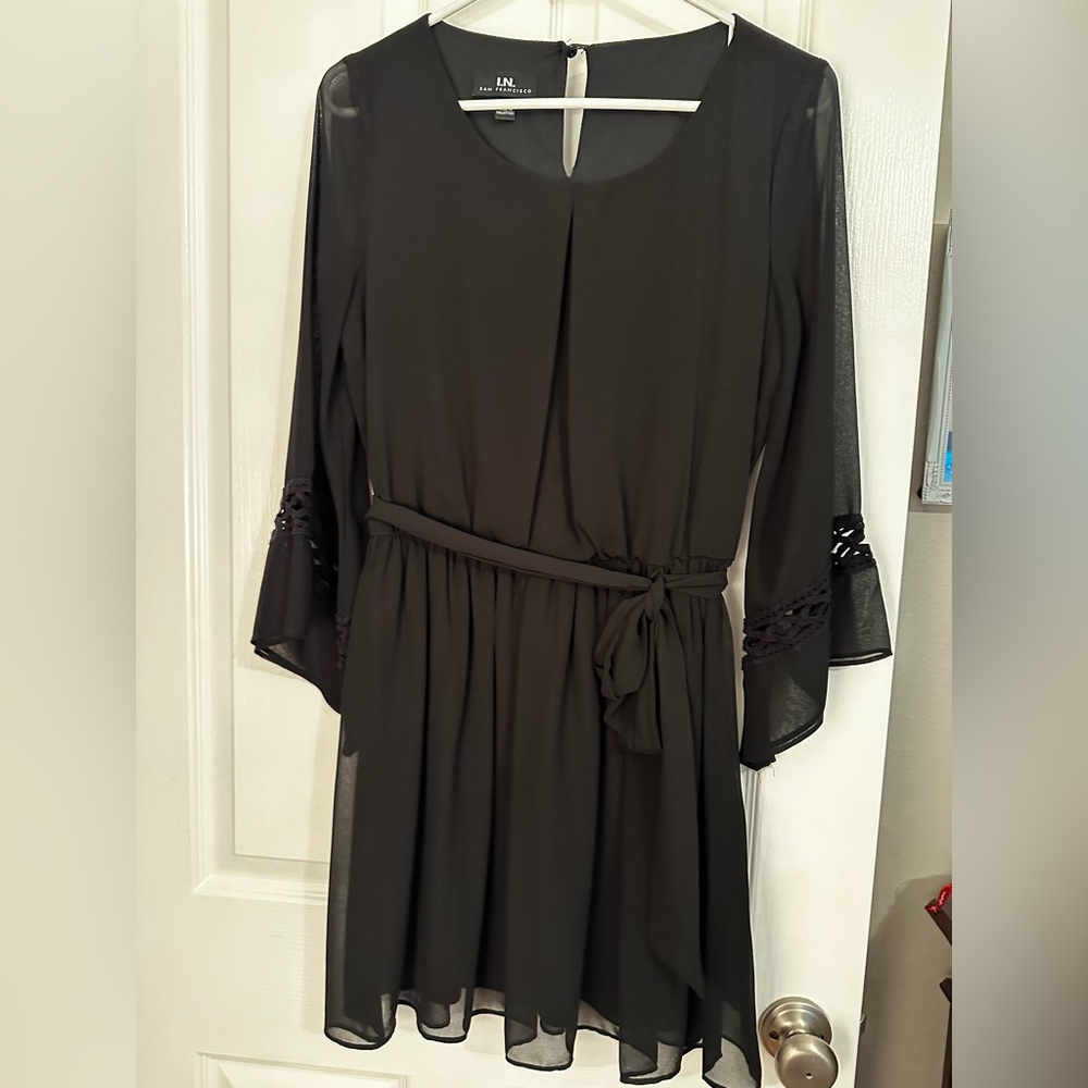 I.N. San Francisco Black Long Sleeve Dress sz medium